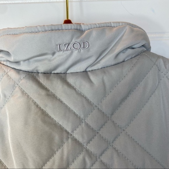 Izod Puffer Vest Reversible Zip Up Fleece Lightweight Grayish White Vest Sz M - Picture 9 of 12